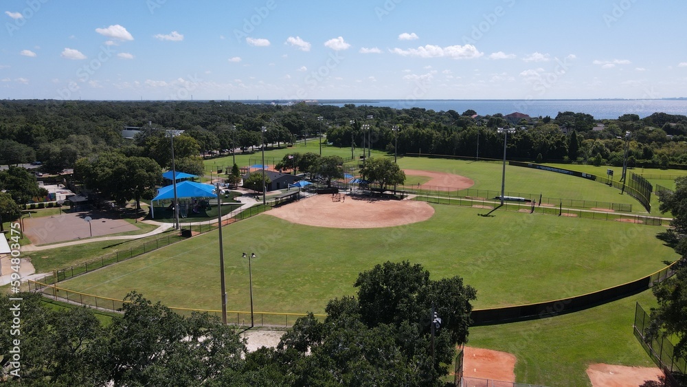 An aerial drone photography of Baseball Field, Safety Harbor, Florida 