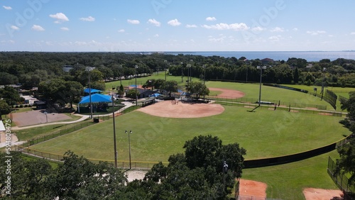 An aerial drone photography of Baseball Field  Safety Harbor  Florida 