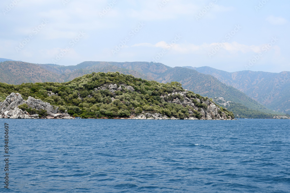 Naklejka premium beautiful sea view. Islands in the sea. Deserted