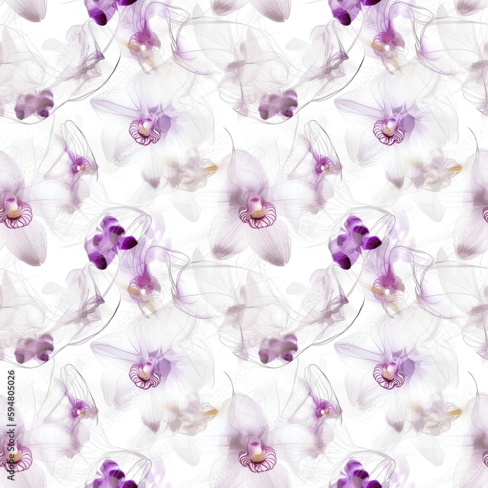 Orchid - Seamless Watercolor Pattern Flowers - perfect for wrappers, wallpapers, wedding invitations, romantic events.