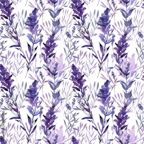 Lavender - Seamless Watercolor Pattern Flowers - perfect for wrappers, wallpapers, wedding invitations, romantic events.