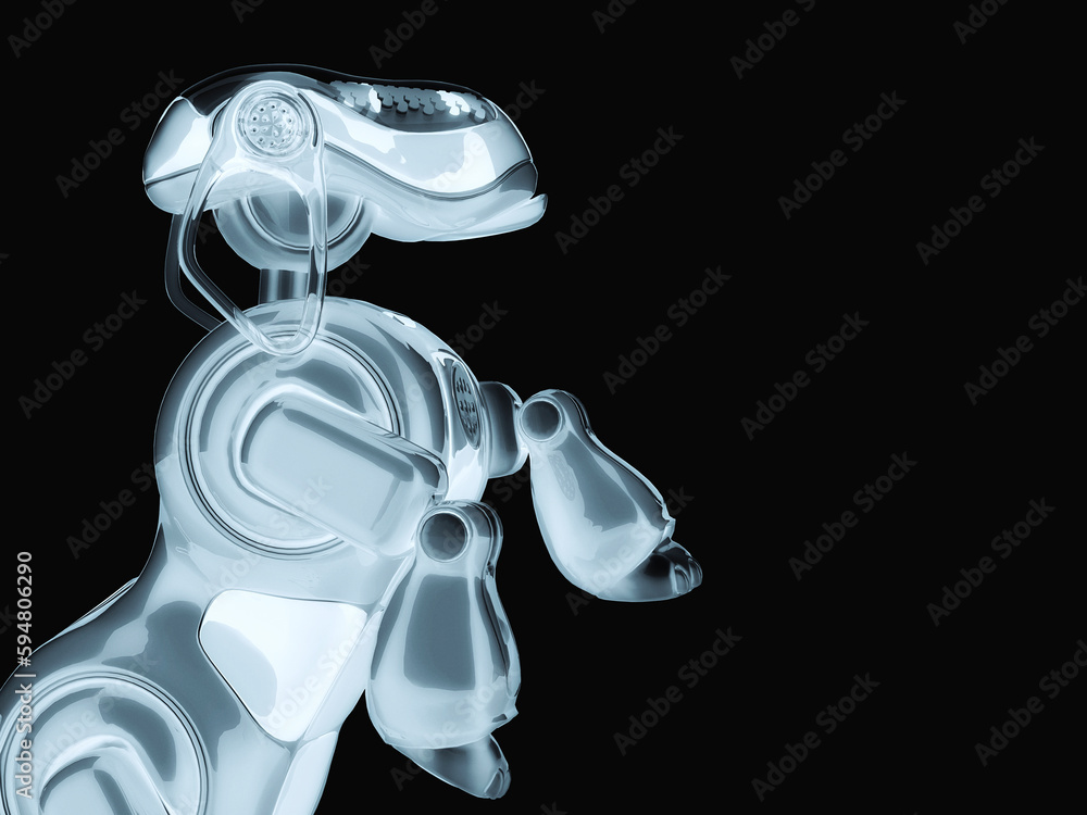 cyber dog cartoon standing up side view cyber dog cartoon standing up side view