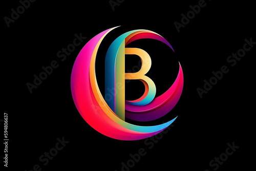 Colored B alphabet letter logo icon design. Creative colorful template design for company or business idea. Ai generated