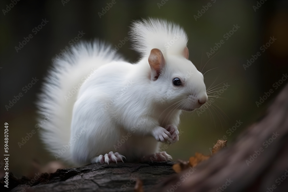 White squirrel in the forest. Generative AI White squirrel in the forest. Generative AI