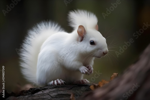 White squirrel in the forest. Generative AI