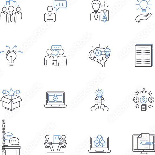 Innovative solutions line icons collection. Creativity, Ingenuity, Inventiveness, Resourcefulness, Piering, Progressive, Cutting-edge vector and linear illustration. Novelty,Advancement,Breakthrough