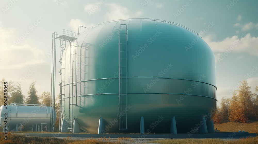 Obraz na plátně Hydrogen energy storage gas tank. AI generated