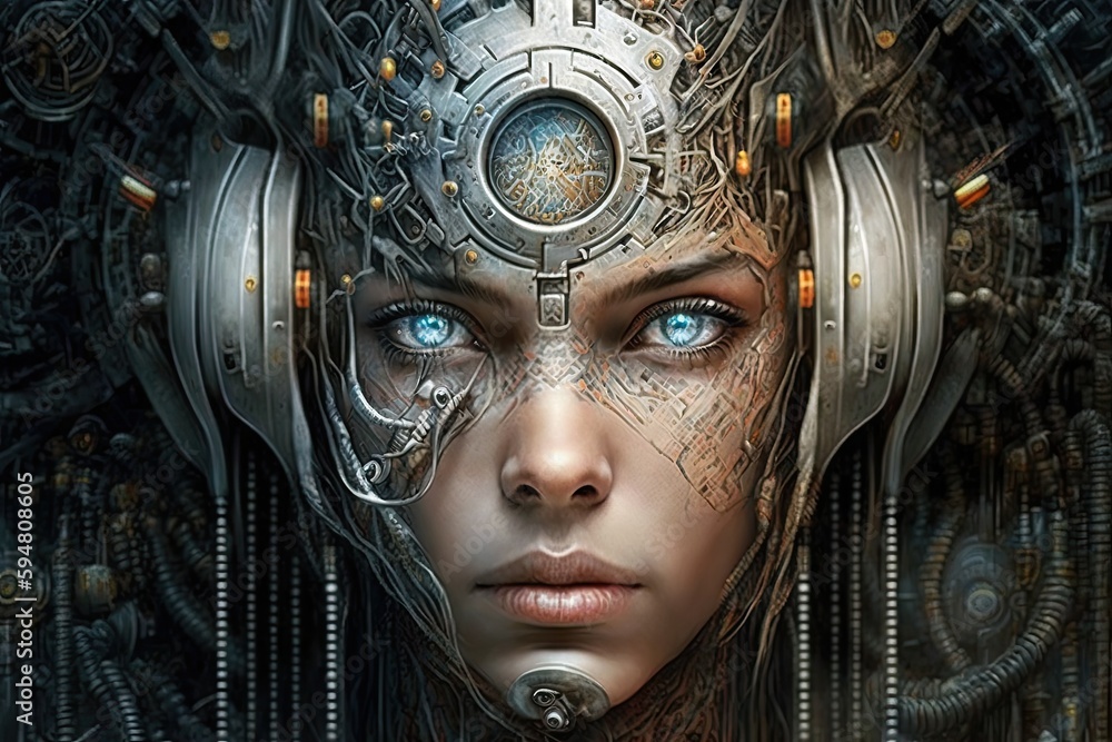 a woman with headphones on her face Generative AI a woman with headphones on her face Generative AI