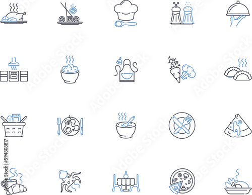 Boiling line icons collection. Temperature, Heat, Bubble, Steam, Boil-over, Boilerman, Pressure vector and linear illustration. Pot,Cooking,Evaporation outline signs set