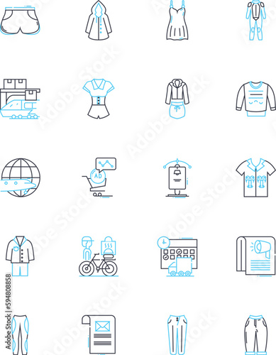 Order Processing linear icons set. Fulfillment, Logistics, Dispatch, Picking, Shipping, Packaging, Inventory line vector and concept signs. Purchasing,Receiving,Tracking outline illustrations