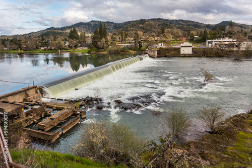 The Umpqua River Watershed in Roseburg, Oregon, in high water season