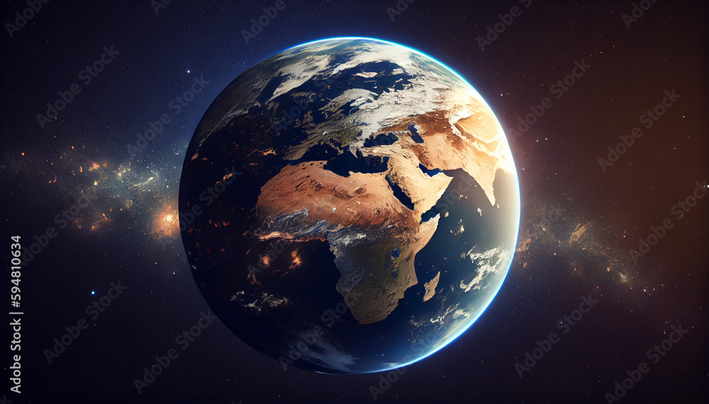 Fototapeta premium Cinematic space view of North America. Earth day concept. Ai generated image