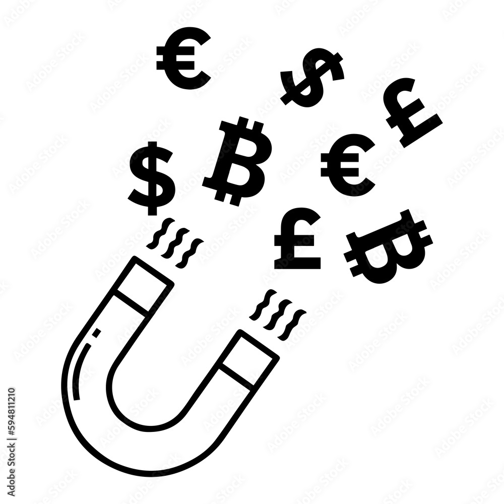 sign icon magnet dollars euro bitcoin money sign icon magnet dollars euro bitcoin money