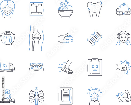Health data analytics line icons collection. Predictive  Statistics  Big data  Insights  Disease  Machine learning  Analytics vector and linear illustration. Prevention Diagnosis Monitoring outline