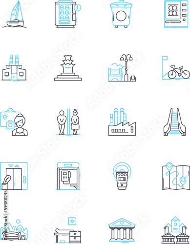 Connected world linear icons set. Nerking, Globalization, Collaboration, Interconnectedness, Digitization, Interactivity, Integration line vector and concept signs. Mobilization,Technological