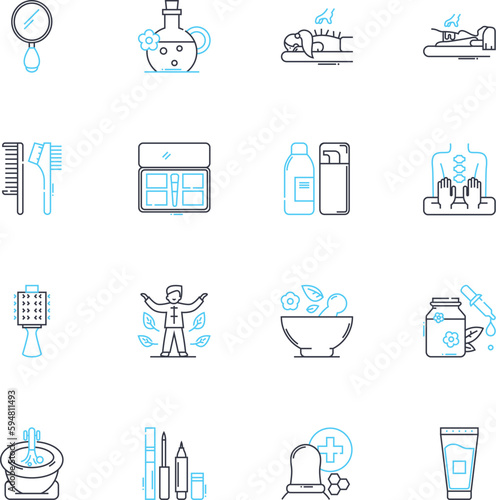 Graceful linear icons set. Elegance, Poise, Fluidity, Delicate, Subtle, Smooth, Refined line vector and concept signs. Classy,Sophisticated,Serene outline illustrations