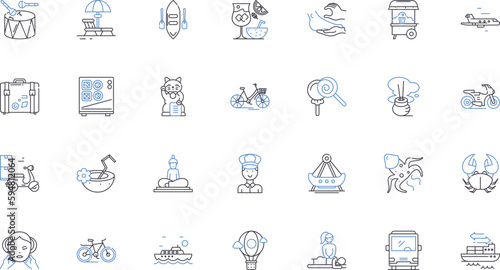 Asian philosophy line icons collection. Confucianism, Taoism, Buddhism, Zen, Yin-Yang, Karma, Qi vector and linear illustration. Wu Wei,Tao,Enlightenment outline signs set photo