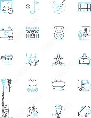 Social launch linear icons set. Buzz, Launchpad, Viral, Nerking, Influence, Engagement, Momentum line vector and concept signs. Exposure,Amplify,Impact outline illustrations