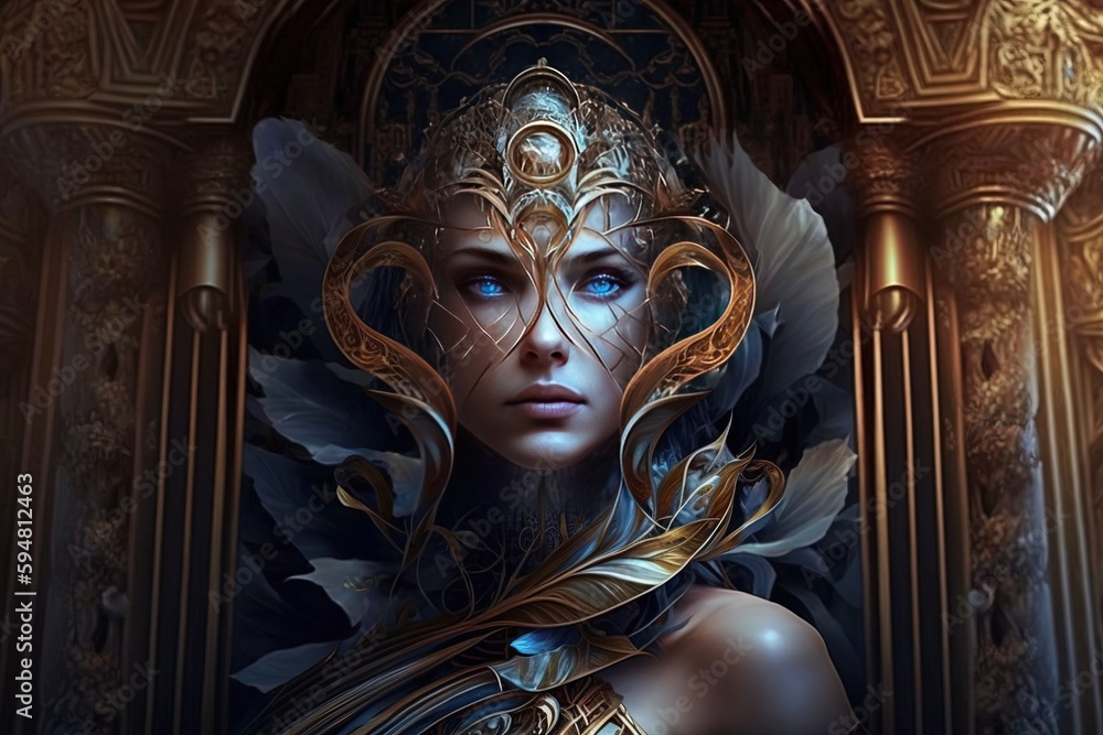 Obraz premium a illustration of a woman in a golden dress Generative AI
