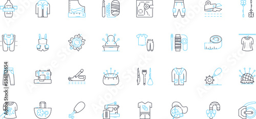 Crocheting linear icons set. Yarn, Hook, Stitch, Pattern, Amigurumi, Granny, Knit line vector and concept signs. Afghan,Fiber,Thread outline illustrations