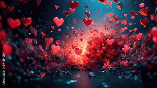 Valentine background with hearts. Generative AI © keks20034