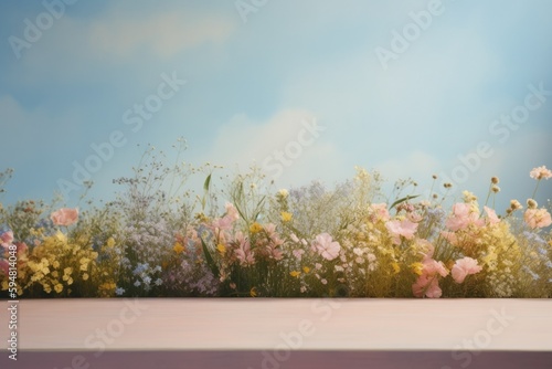 Photo of a modern product photography podium with wild flowers © Thomas Parker