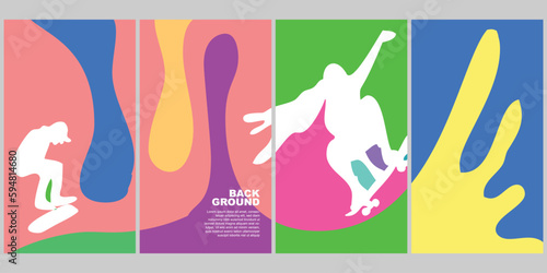 Skateboard Summer Color Pop Vertical Background Set for Poster Social Media © Naufal Wibisono