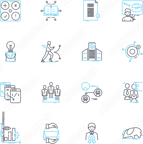 Agile methodology linear icons set. Scrum, Sprint, Agile, Kanban, Lean, Iterative, Incremental line vector and concept signs. Self-organized,Teamwork,Adaptability outline illustrations