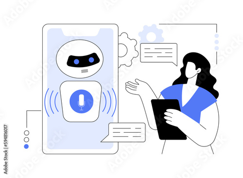 Chatbot voice controlled virtual assistant abstract concept vector illustration.
