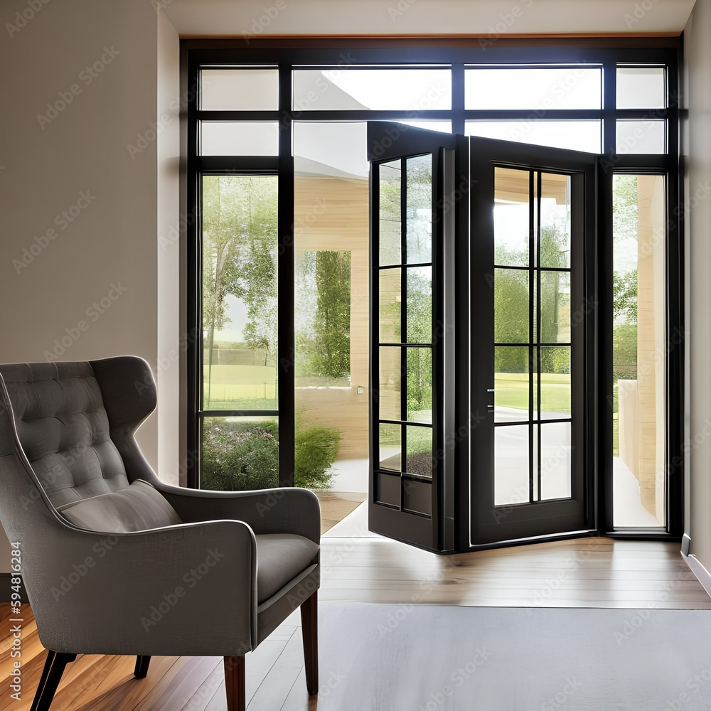 Fototapeta premium House entry with Glass door104, Generative AI