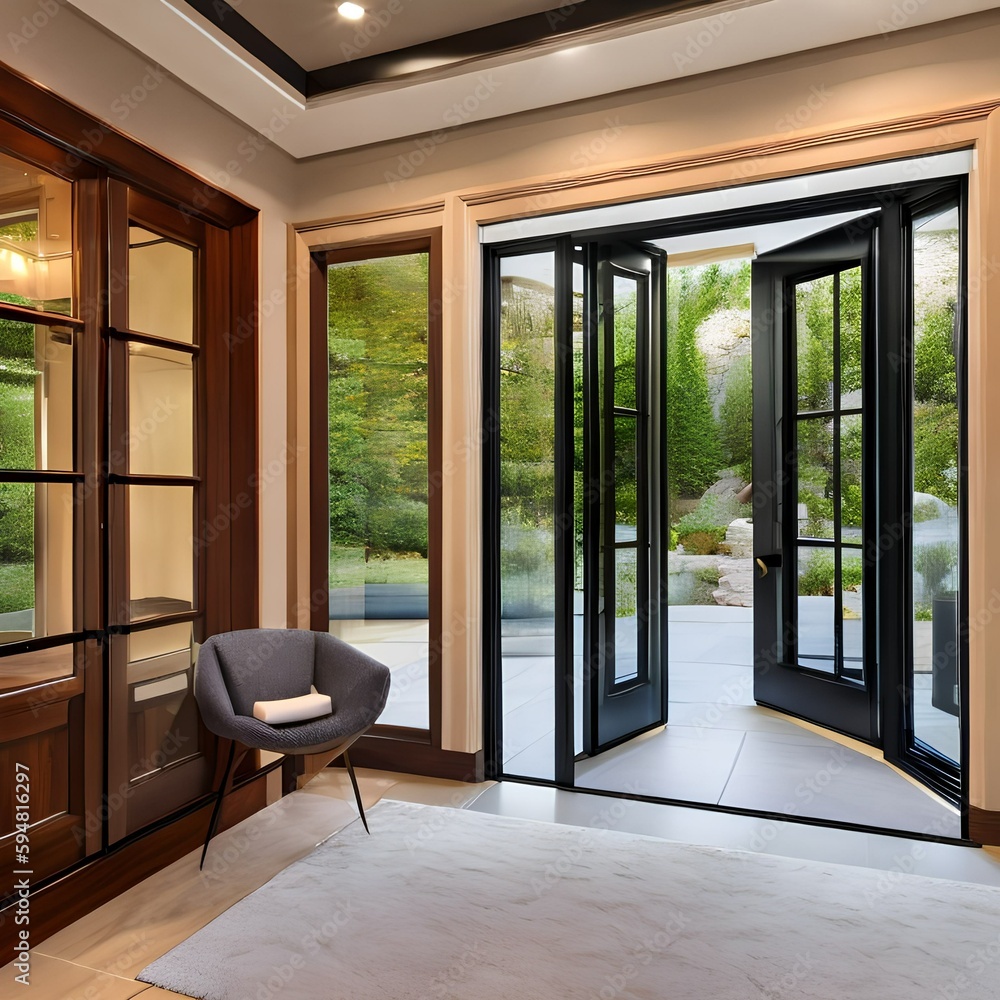 Fototapeta premium House entry with Glass door203, Generative AI