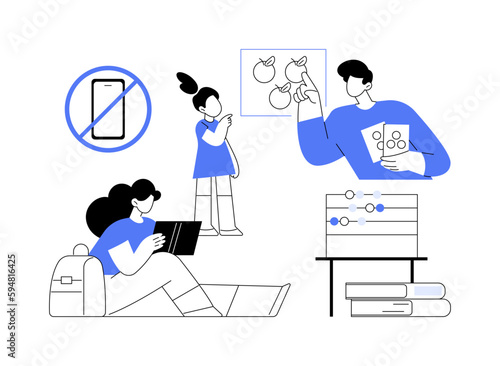 Low tech parenting abstract concept vector illustration.