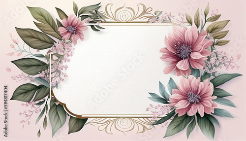 Beautiful blooming floral wedding invitation banner, Generative AI