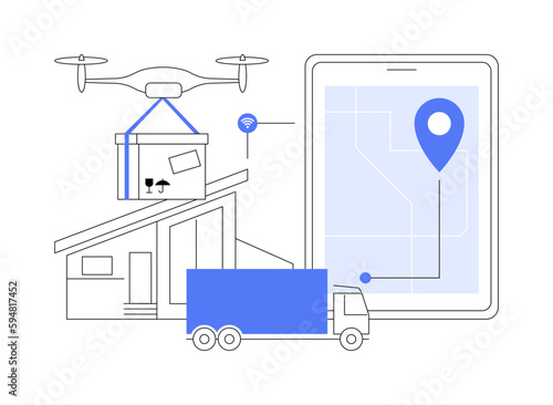 Autonomous delivery abstract concept vector illustration.