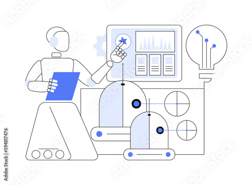 Military robotics abstract concept vector illustration.