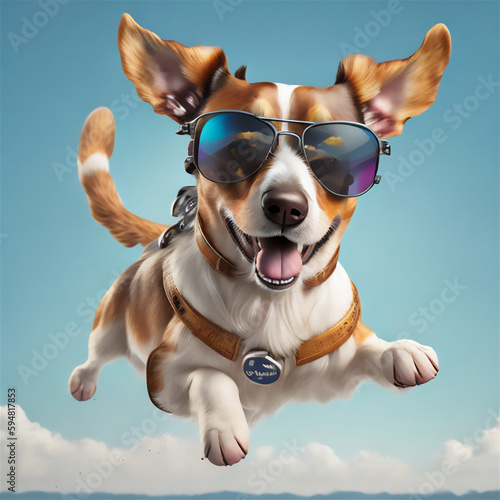 空飛ぶサングラスをかけた犬 Generative AI