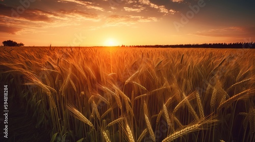 Stunning Image of a Wheat Field During Sunset