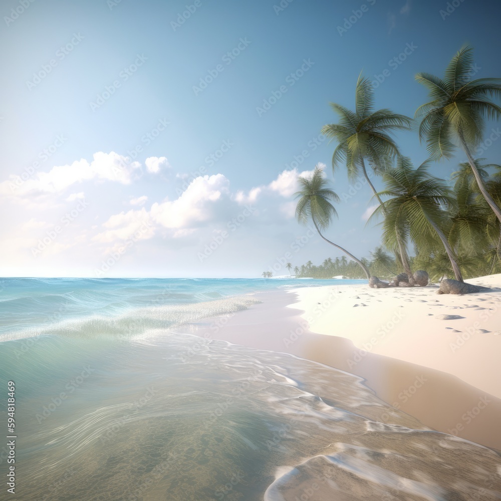  beach with crystal clear water ai generative illustration