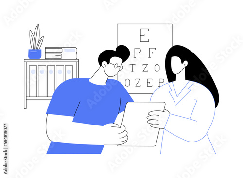 Laser eye surgery consultation abstract concept vector illustration.
