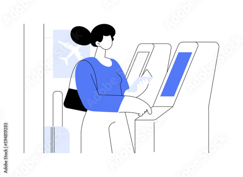 Self-check-in abstract concept vector illustration.