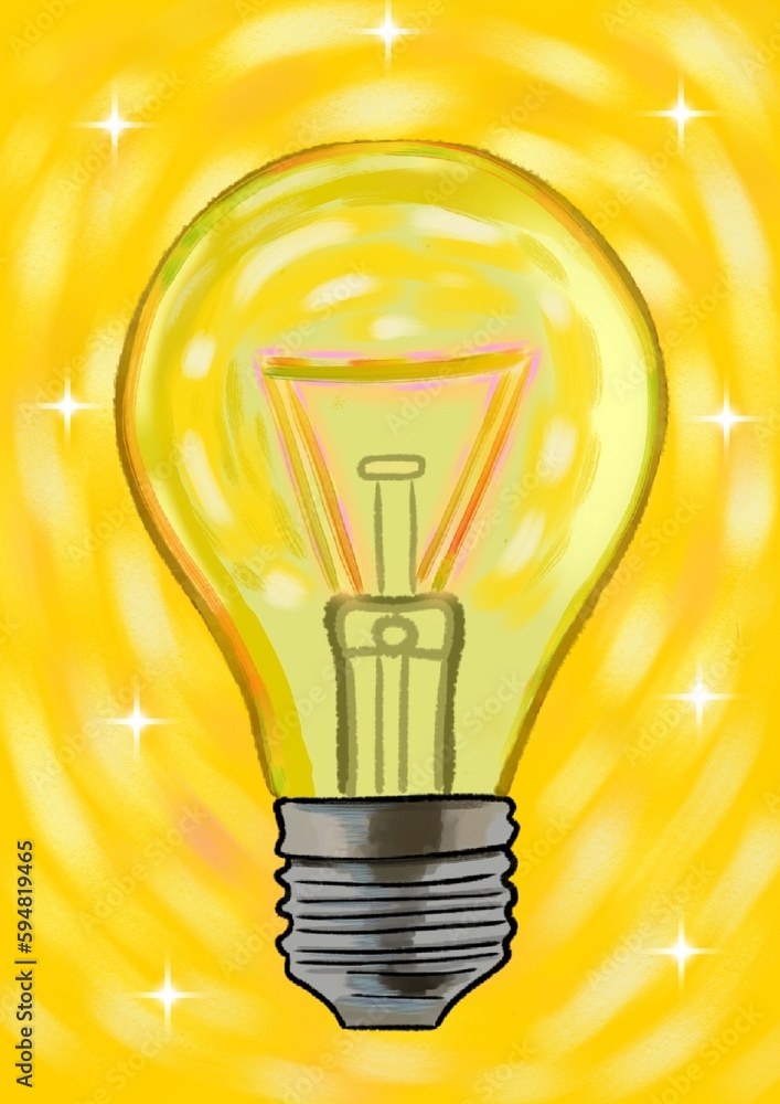 Illustration of light bulb illuminating. Illustration of light bulb illuminating.