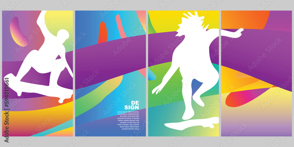 Background Set Skateboard Summer Color Pop Vertical Gradient Background Set Skateboard Summer Color Pop Vertical Gradient