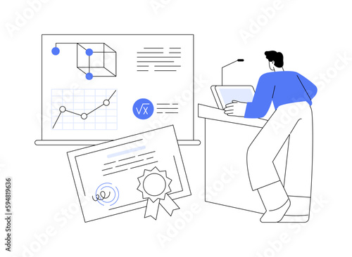 Digital podium abstract concept vector illustration.