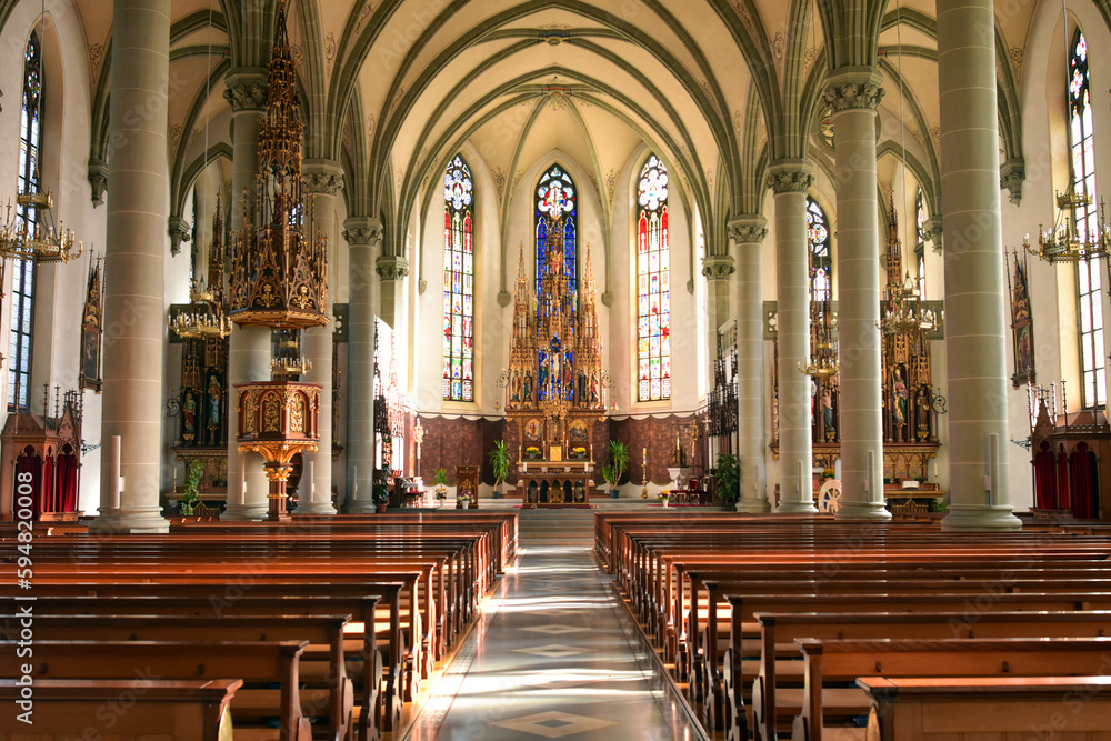 Innenansicht der kath. Kirche St. Jakob in in Escholzmatt-Marbach, Kanton Luzern (Schweiz)