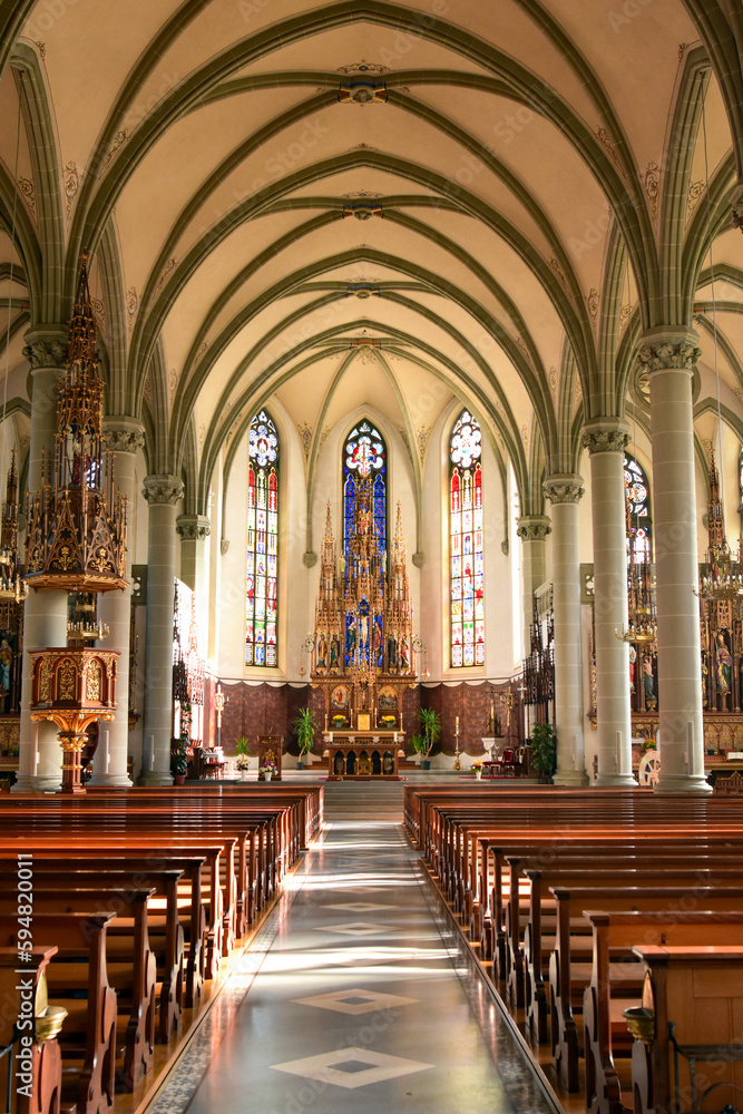 Innenansicht der kath. Kirche St. Jakob in in Escholzmatt-Marbach, Kanton Luzern (Schweiz)