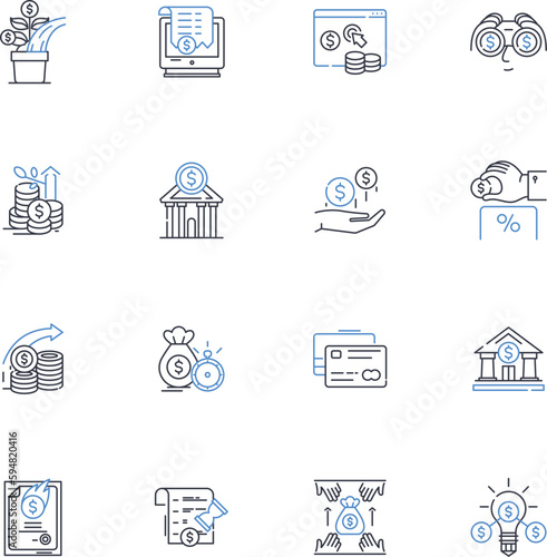 Mobile payment line icons collection. Transaction, Digital, Wallet, Cashless, Convenience, Secure, Contactless vector and linear illustration. NFC,Authentication,Authorization outline signs set