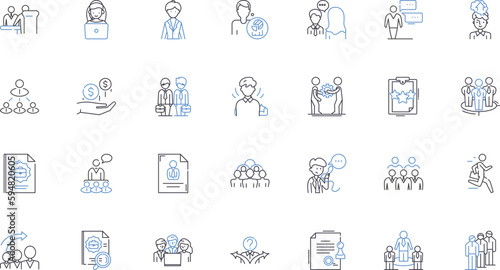 Commercial site line icons collection. Marketplace, Storefront, Bazaar, Outlet, Emporium, Showroom, Megastore vector and linear illustration. Catalogue,Boutique,Trading outline signs set