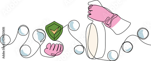 Home cleaning service landing page design concept, illustration of janitors with cleaning tools. Vector illustration