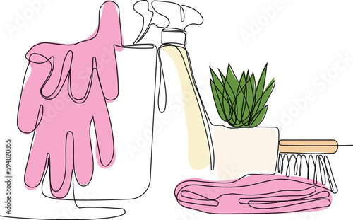 Home cleaning service landing page design concept, illustration of janitors with cleaning tools. Vector illustration