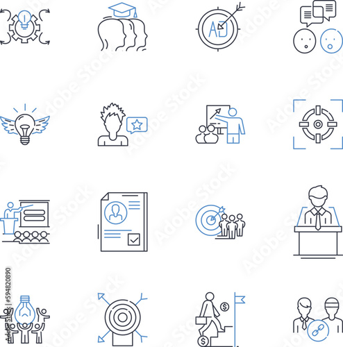 Welcome center line icons collection. Reception, Hospitality, Greeting, Information, Welcome, Orientation, Tour vector and linear illustration. Assistance,Support,Guidance outline signs set